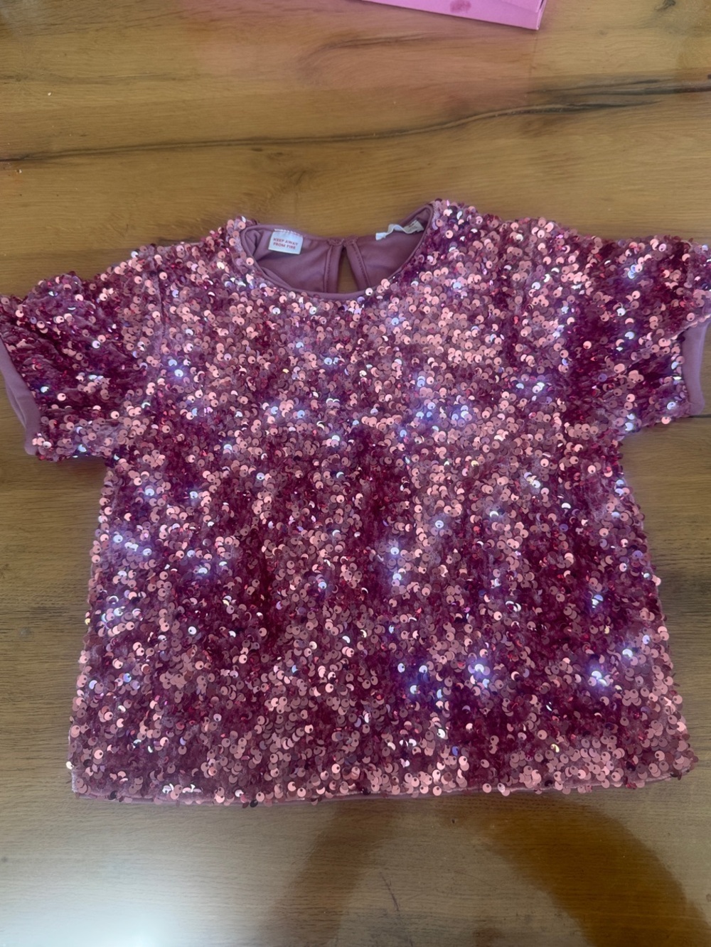 Mango Rose Pink Sequin Short Sleeve Top